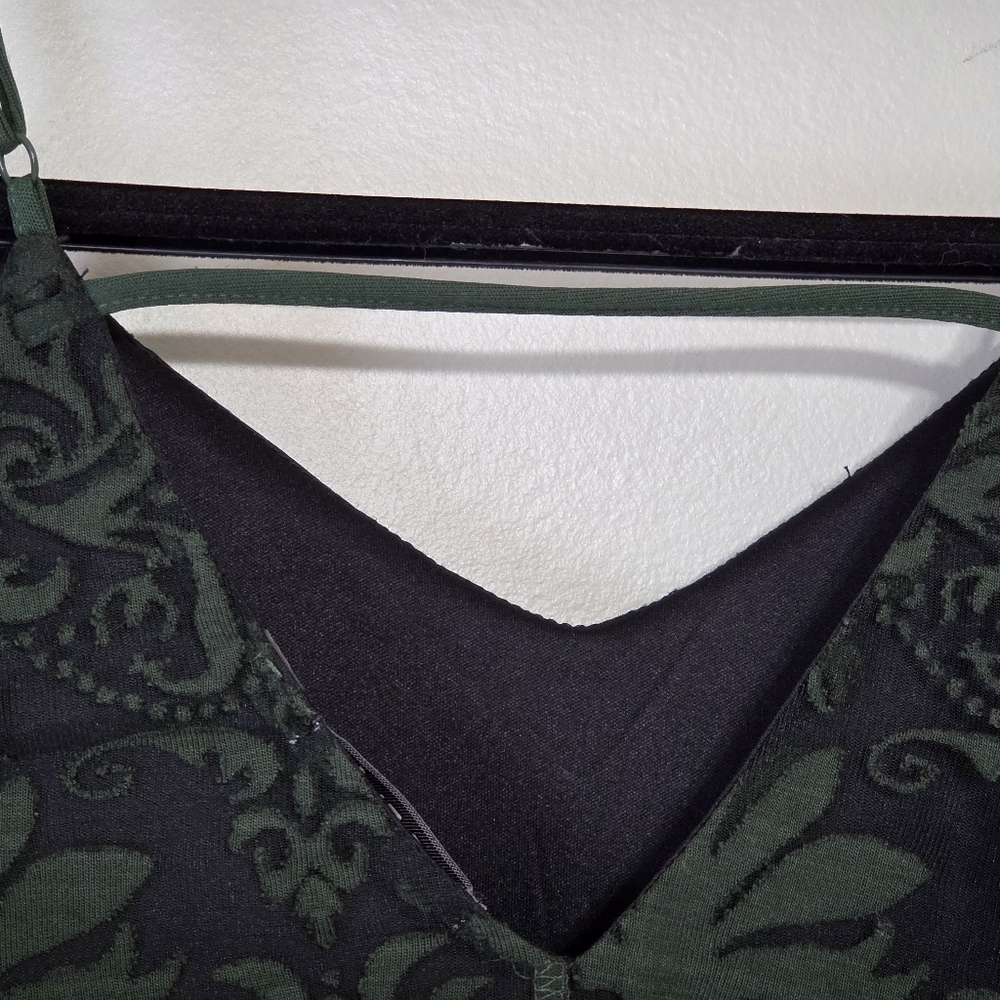 Dex Emerald Green+Black Damask Mesh Mini Dress Sz S Whimsigoth - Picture 11 of 16